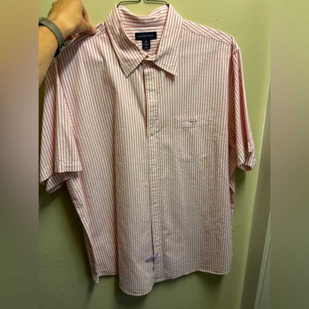 Short Sleeve Pink Land’s End Collared Shirt